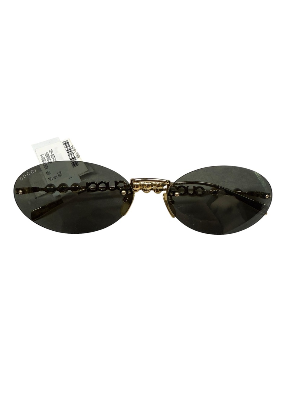 Gucci Oval Rimless Sunglasses in Black with Gold Hardware